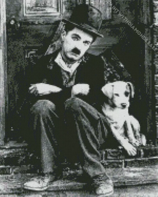 Black And White Charlie Chaplin Diamond Painting