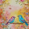 Bleu And Pink Lovebirds Diamond Painting