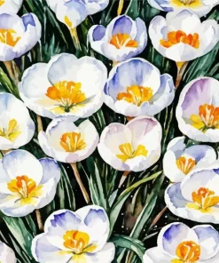 Blooming White Crocus Diamond Painting