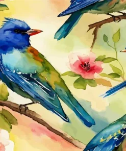 Blue Indigo Bunting Birds Diamond Painting