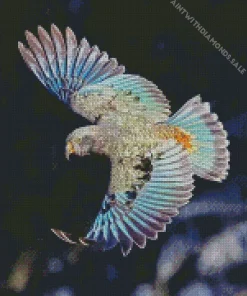 Blue Kea Bird Flying Diamond Painting