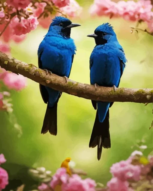 Blue Lovebirds Diamond Painting