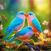 Blue And Pink Lovebirds Diamond Painting