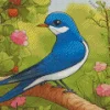 Cartoon Indigo Bunting Bird Diamond Painting