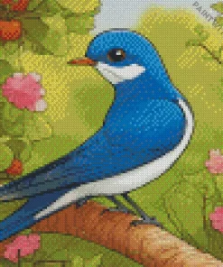 Cartoon Indigo Bunting Bird Diamond Painting