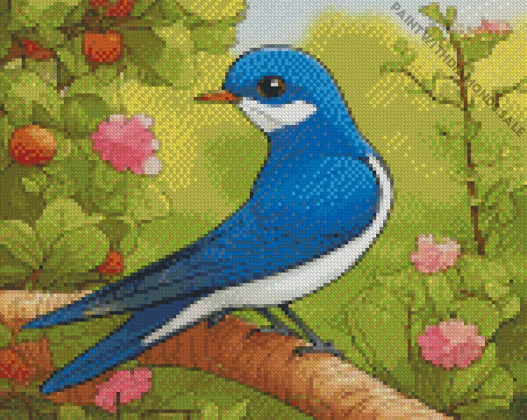 cartoon Indigo Bunting bird Diamond By Numbers Cartoon Indigo Bunting Bird Diamond Painting