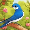 Cartoon Indigo Bunting Bird Diamond Painting