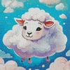 Cartoon Sheep With Clouds Diamond Painting