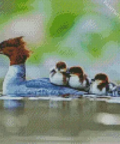 Cute Common Merganser Family Diamond Painting