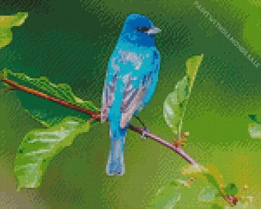 Cute Indigo Bunting Bird Diamond Painting