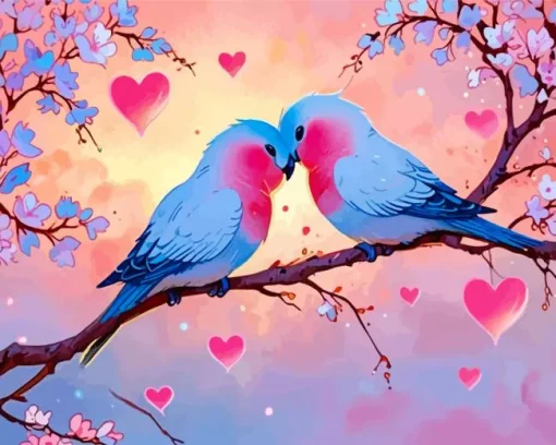 Cute Lovebirds Diamond Painting