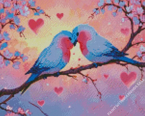 Cute Lovebirds Diamond Painting