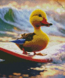 Cute Surfing Duck Diamond Painting