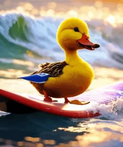 Cute Surfing Duck Diamond Painting