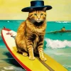 Cute Cat Surfing Diamond Painting