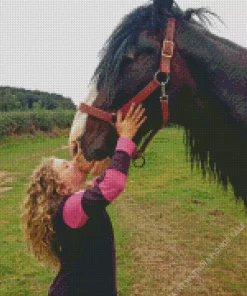 Cute Little Girl And Shire Horse Diamond Painting