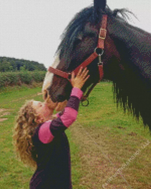 Cute Little Girl And Shire Horse Diamond Painting