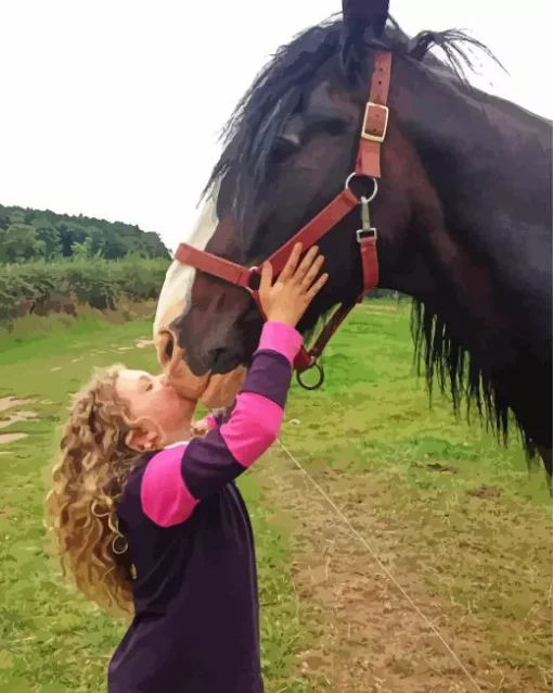 Cute Little Girl And Shire Horse Diamond Painting