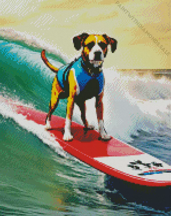 dog Surfing Diamond Paintings dog Surfing Diamond Painting