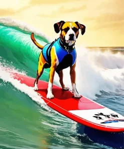 dog Surfing Diamond Painting