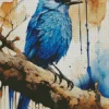 Drippy Indigo Bunting Bird Diamond Painting