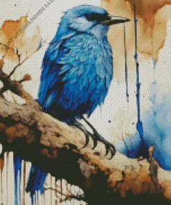 Drippy Indigo Bunting Bird Diamond Painting