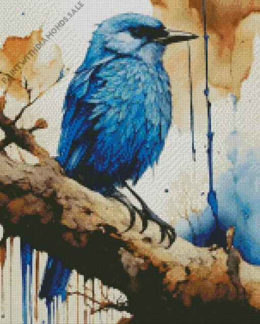 Drippy Indigo Bunting Bird Diamond Painting