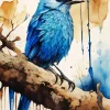 Drippy Indigo Bunting Bird Diamond Painting