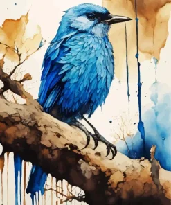 Drippy Indigo Bunting Bird Diamond Painting