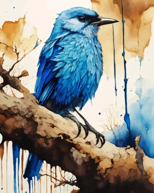 Drippy Indigo Bunting Bird Diamond Painting