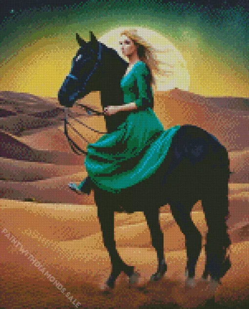 Elegant Lady And Arabian Horse Diamond Painting