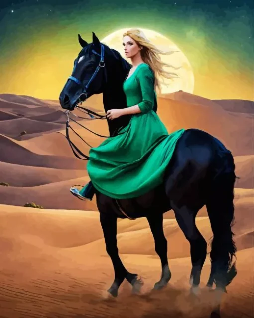 Elegant Lady And Arabian Horse Diamond Painting