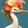 Floral Great Egret Diamond Painting