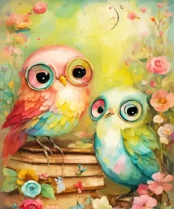 Floral Lovebirds Diamond Painting