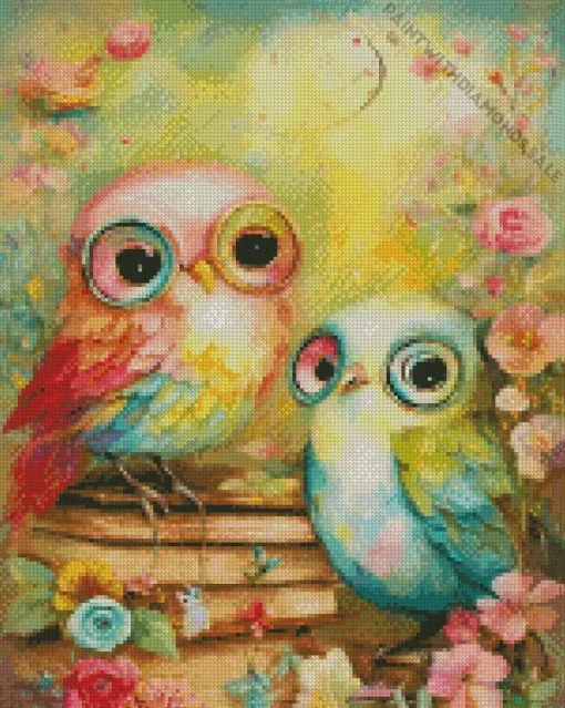 Floral Lovebirds Diamond Painting