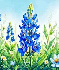 Flowering Bluebonnet Diamond Painting