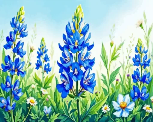 Flowering Bluebonnet Diamond Painting