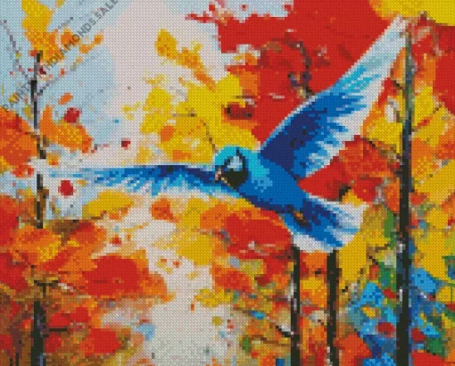 Flying Indigo Bunting Art Diamond Painting