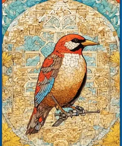 Geometric Carduelis Bird Diamond Painting