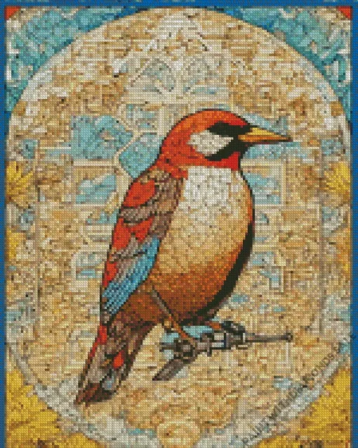 Geometric Carduelis Bird Diamond Painting