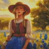 Girl In Bluebonnet Field Diamond Painting