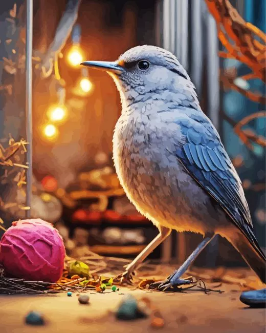 gray Mockingbird Diamond With Numbers Gray Mockingbird Diamond Painting