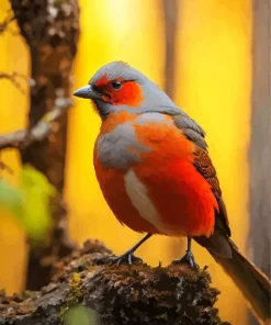 Gray And Red Carduelis Bird Diamond Painting