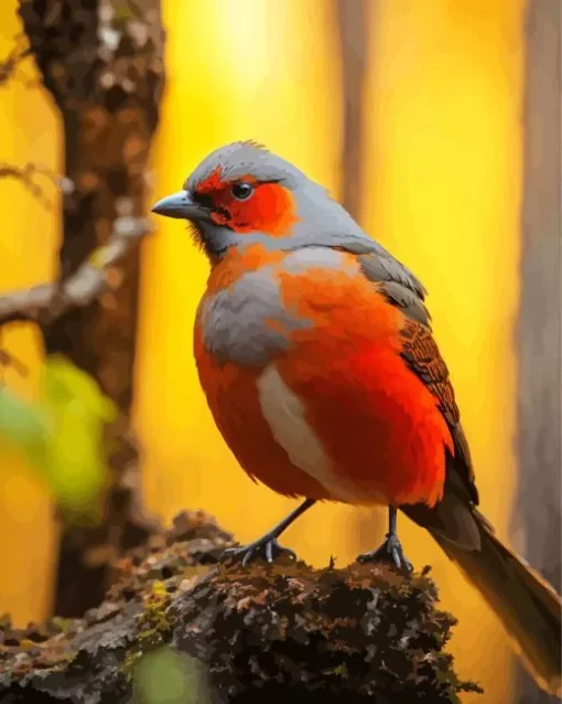 Gray And Red Carduelis Bird Diamond Painting