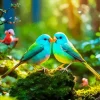 Green Lovebirds Diamond Painting