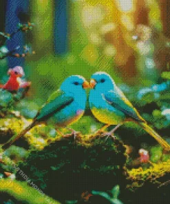 Green Lovebirds Diamond Painting