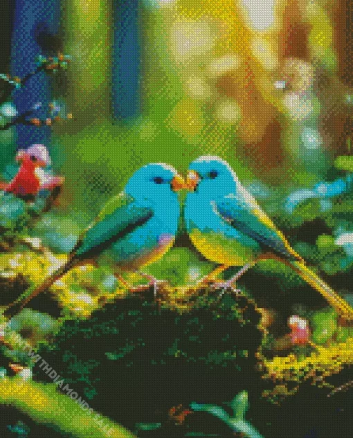 Green Lovebirds Diamond Painting