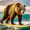 Grizzly Bear Surfing Diamond Painting