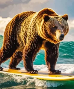 Grizzly Bear Surfing Diamond Painting