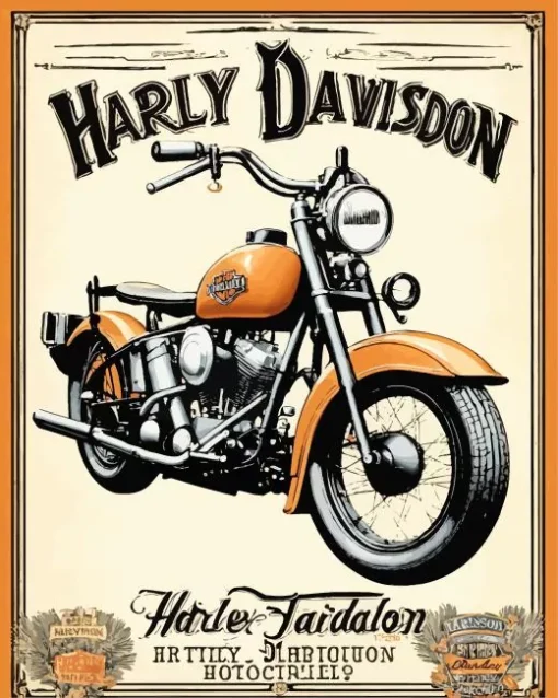 Harley Davidson Motorcycle Poster Diamond Painting